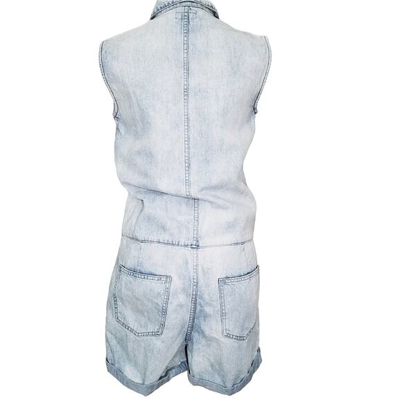 Izzue Acid Washed 100% Cotton Denim Romper Y2K Size XS - Picture 5 of 9